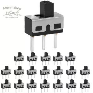 DIYhz 20Pcs 수직 슬라이드 스위치 마이크로 하이 노브 3핀 2 위치 1P2T SPDT 패널 마운트 AC 125V 2A