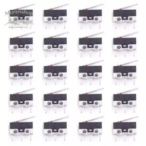 다오키 20Pcs 마이크로 스위치 AC 1A 125V 3핀 SPDT NO+NC 힌지 레버 순간 푸시 버튼 리미트 아두이노용