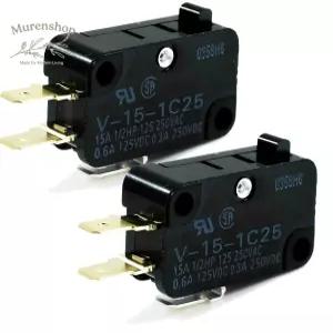 오므론 마이크로 리미트 스위치 V-15-1C25 15A 125/250VAC E66D (2팩)