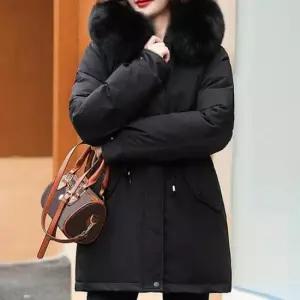 여성아우터 여자 3컬러 부드러운 안감 퍼 탈부착 후드 패딩점퍼