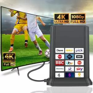 dmb안테나 스마트 TV용 실내 TV 안테나 HD 디지털 증폭기 신호 내장 지역 채널 지원 4K ATSC DVB-T DMB-T I