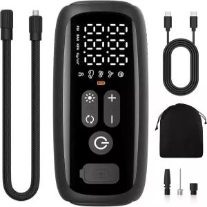 페실 타이어 인플레이터 휴대용 공기 압축기 150PSI 실린더 28개 12V 전기 LED 라이트 에어 펌프 포함 140W