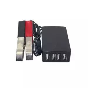 배터리 클립이 있는 4USB 포트 전원 어댑터 12V 24V 5V 8A 휴대폰 비상 충전 고효율