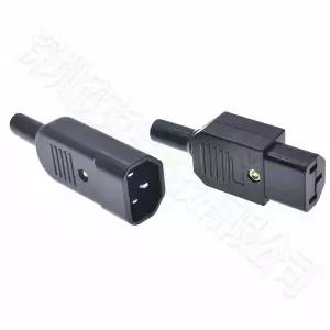16A 250V IEC 직선 케이블 플매트 카펫 러그 커넥터 C13 C14 암 수 재배선 가능 전원 3 핀 AC 소켓 산업용