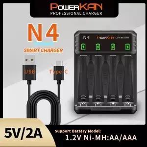 POWERKAN 배터리 충전기 LED 충전 디스플레이 NiMH/Cd AA AAA 동시 지원 N4 1 4 1.2V