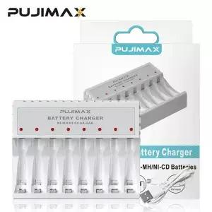 JIMAX 8 슬롯 LED 디스플레이 AA/AAA NiMH 충전식 배터리 용 스마트 충전기 독립