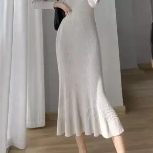 여성원피스 G125887 밑단프릴 머메이드 롱니트원피스