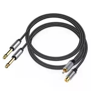 RCA 1/4 인치 오디오 케이블 금도금 구리 6.35mm TS 모노 남성 잭 패치 코드 TV CD 스피커 기타