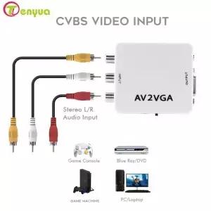 VGA to RCA 컨버터 어댑터 TV 박스 PC용 3.5mm 오디오 케이블 1080P CVBS