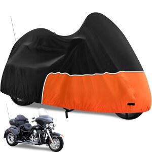 트라이크 커버 할리 데이비슨 혼다 골드윙 가와사키 액세서리용 방수 3륜 오토바이 방풍 버클 반사 스트랩 블랙앤오렌지 포함