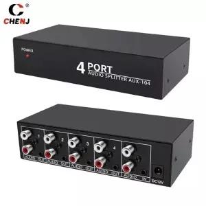 AC100240V 오디오 분배기 PC DVD 스피커용 1 in 4 Out RCA L/R Aux 스테레오 1X4 디스트리뷰터