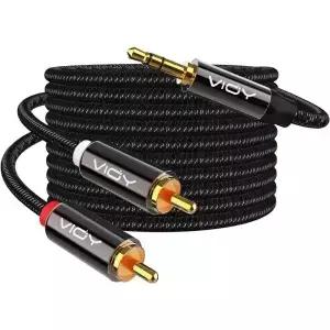 스마트폰 태블릿 스피커용 RCA 3.5mm 스테레오 오디오 케이블 100 실드 수 Aux 코드 홈 시어터 HDTV 등