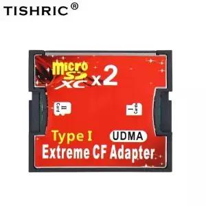 TISHRIC SD TF CF 어댑터 HC to 컴팩트 플래시 타입 I 메모리 카드 리더 컨버터 2 포트