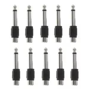 RCA 암 잭 수 모노 플러그 오디오 어댑터 커넥터 6.35mm 1/4 인치 10 개