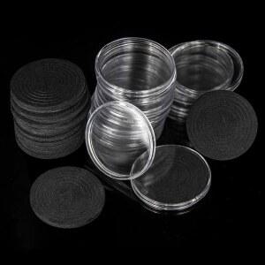 동전 수집을 위한 6가지 크기의 폼 개스킷 케이스 홀더 보호대가 있는 캡슐 46MM 세트 (검은색 [20 PCS] / 25 30 35 40 46MM])