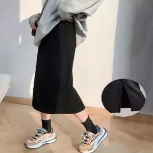 밴딩기모스커트 여성 2컬러 캐주얼 기모 밴딩 겨울 코듀로이 롱스커트