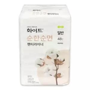 울트라슬림 화이트 순한순면 팬티라이너 일반 48개입 생리대 -O