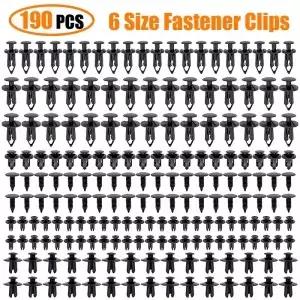 190pcs 자동차 리테이너 클립 6 플라스틱 패스너 키트 자동 트림 패널 혼합 바디 범퍼 리벳 세트 교체 푸시