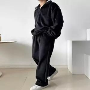 와이드바지 남성 겨울 방한 반집업 와이드 상하의 트레이닝 세트