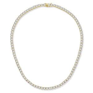 젬스미 4.0mm CZ 테니스 목걸이 18K 흰색 화이트/옐로우 골드 도금 원형 큐빅 지르코니아 클래식 16-24인치