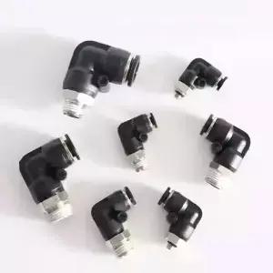 10PCS 블랙 PL 공압 퀵 커넥터 4/6/8/10/12mm 호스 피팅 수나사 M5 1/8 1/4 3/8 1/2 엘보우 플러그인
