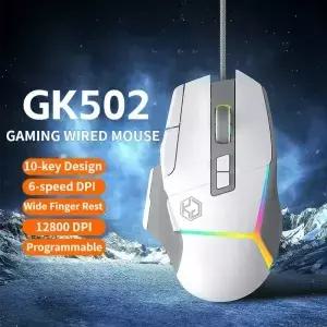 유선 마우스 RGB 조명 10 키 매크로 프로그래밍 게임 칩 12800DPI 인체 공학적 디자인 중형 핸드 GK502