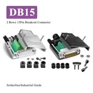산업용 무납땜 커넥터 암수 플러그 DSUB 터미널 어댑터 2 열 15 핀 브레이크아웃 DB15