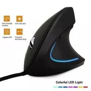 유선 오른손 수직 RGB 마우스 인체공학적 게이밍 3200DPI USB 광학 손목 PC 컴퓨터용