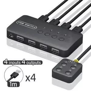 USB KVM 스위치 어댑터 2입력 4출력 스위처 프린터 공유기 컴퓨터 키보드 마우스 공유 컨트롤러