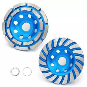 SWIGRANCE 2Pcs 다이아몬드 콘크리트 연삭 컵 휠 115mm 4-1/2인치 세트 이중 행 세그먼트 앵글 그라인더용