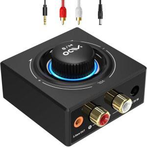 YMOU B06T3 블루투스 5.3 수신기 100피트 RCA 오디오 어댑터 3.5MM 잭 AUX 하이파이 홈 스테레오 /스피커 스마트폰 /태블릿 /노트북 두 개의 스피커를 위한 듀얼 링크 SBC AAC