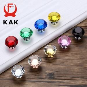 KAK 30mm 다이아몬드 모양 디자인 크리스탈 유리 손잡이 찬장은 서랍 당깁니다. 주방 캐비닛은 가구 하드웨