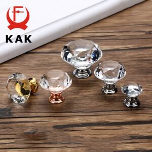 KAK 20-40mm 다이아몬드 모양 디자인 크리스탈 유리 손잡이 찬장 서랍  부엌 캐비닛 도어 옷장 하드웨어를
