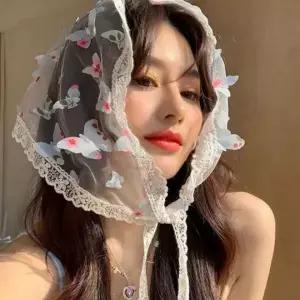 [하프클럽/]레이스 나비 머리수건 헤어스카프 쁘띠 스카프 두건 스타일링