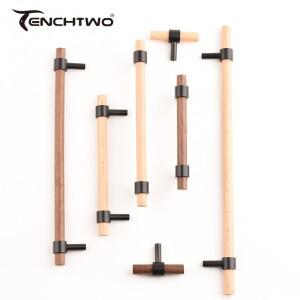 TENCHTWO 나무 캐비닛 손잡이와 검은 황동 호두/너도밤 가구 주방 찬장 서랍 문 더 긴 옷장