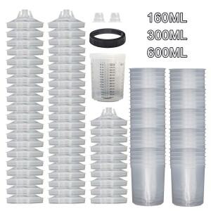 50개/세트 스프레이 건 페인트 믹싱 컵 H/O 퀵 탱크 160ML/300ML/600ML 일회용