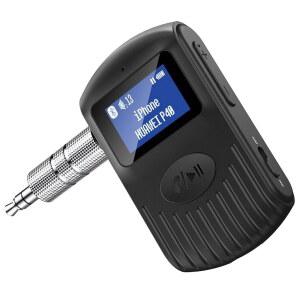 COMSOON 블루투스 수신기(LCD 화면 포함) 휴대용 3.5MM AUX 5.0 어댑터 자동차 / 홈 스테레오 스피커 유선 헤드폰 노이즈 캔슬링 핸즈프리 통화 음악 스트리밍 - 블랙