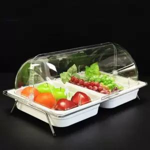 뷔페용품 차핑디쉬 투명 칸막이 셀프바 스텐 열판 테이블 디저트 뚜껑 손잡이 9L 2CM 2cm 5