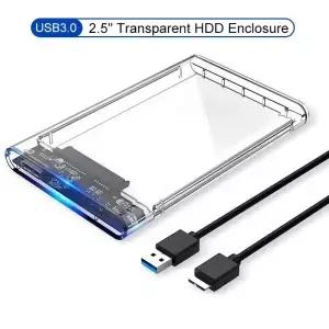 2.5인치 HDD SSD 투명 케이스 USB 3.0/타입 C to SATA 인클로저 5Gbps 전송 속도 하드 드라이브 노트북용