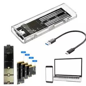 M.2 NGFF SATA 타입 C 3.1 하드 박스 10Gbps 투명 외장 SSD 케이스 어댑터 2230/2242/2260/2280용