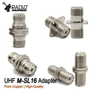 UHF 암 커넥터 SL16 SO-239 PL-259 4홀 플랜지 패널 너트 개스킷 50 Ohm RF 동축 어댑터