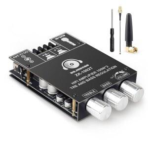 ZK-1002T 2.0 채널 블루투스 앰프 보드 100W+100W TPA3116 하이파이 스테레오 앰프(안테나 및 DIY 홈 오디오용 AUX 입력 포함)