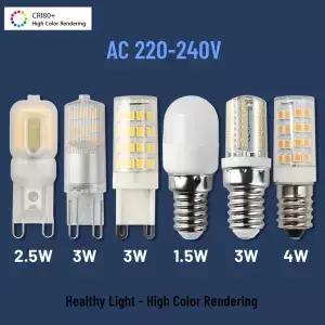 미니 LED 옥수수 전구 G9 E14 AC 220V 2W 3W 슈퍼 브라이트 스트로브 없는 따뜻한 백색광 20W 50W 할로겐