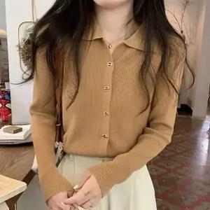 [하프클럽/]포근한 여성 카라 골지 니트 가디건 간절기 루즈핏 데일리 가디