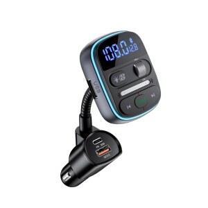 LENCENT 블루투스 FM 송신기 PD 30W QC3.0 고속 충전기 포함 자동차 어댑터 하이파이 베이스 음악 무선 라디오 수신기 핸즈프리 통화 [컬러 라이트]