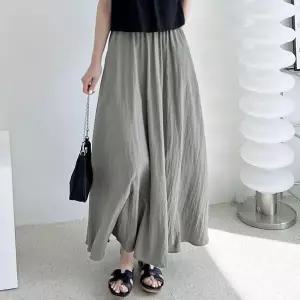 [하프클럽/]데일리 A라인 롱스커트 여성 하이웨스트 플리츠 스커트 루즈핏