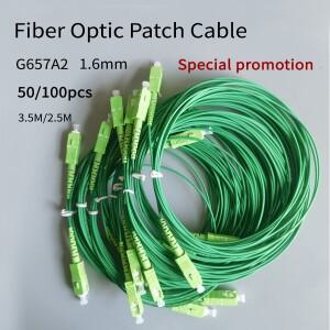 50pcs/100pcs 광섬유 가터 SC/APC-SC/APC 1.6mm G657A2 실내 FTTH 광섬유 케이블 3.5M/2.5M Fibre Optique