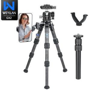 WEYLLAN 탄소 섬유 카메라 삼각대 360 ° 볼 헤드 경량 탁상용 삼각대 GX2 여행용 삼각대 DSLR 카메라용 V