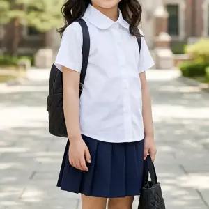 데일리라운드카라셔츠(여아) 반팔 흰색 셔츠 여름 공영의상 단체 합창 연주회 면 데일리룩