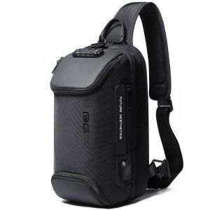자물쇠가 달린 반지 방지 슬링 백팩 남성 USB 충전 포트가 있는 어깨 크로스바디